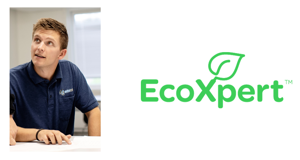 bildet er sammensatt av en mann og logo for EcoXpert